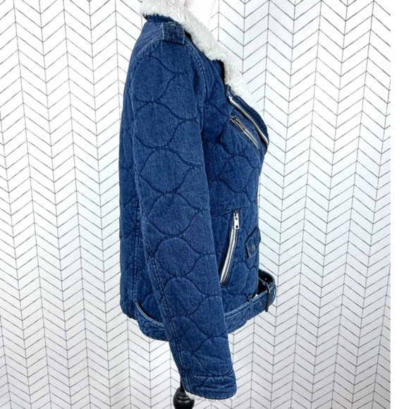 Levi's Quilted Denim Jacket Sherpa Moto - Picture 6 of 16
